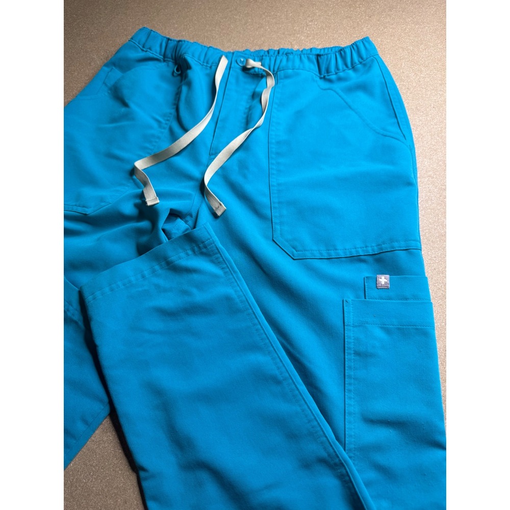 FIGS Women Blue Fionx Cargo Scrub Pants Elastic Drawstring M23SW2019 Size S